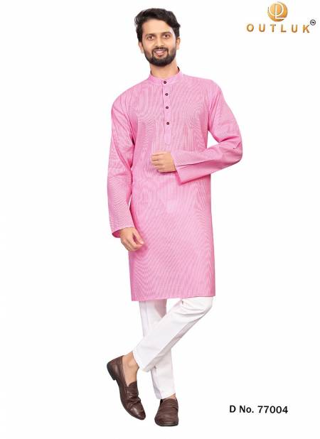 Light Pink Colour Outluk 77 Cotton Fancy Casual Wear Kurta With Pajama Collection 77004